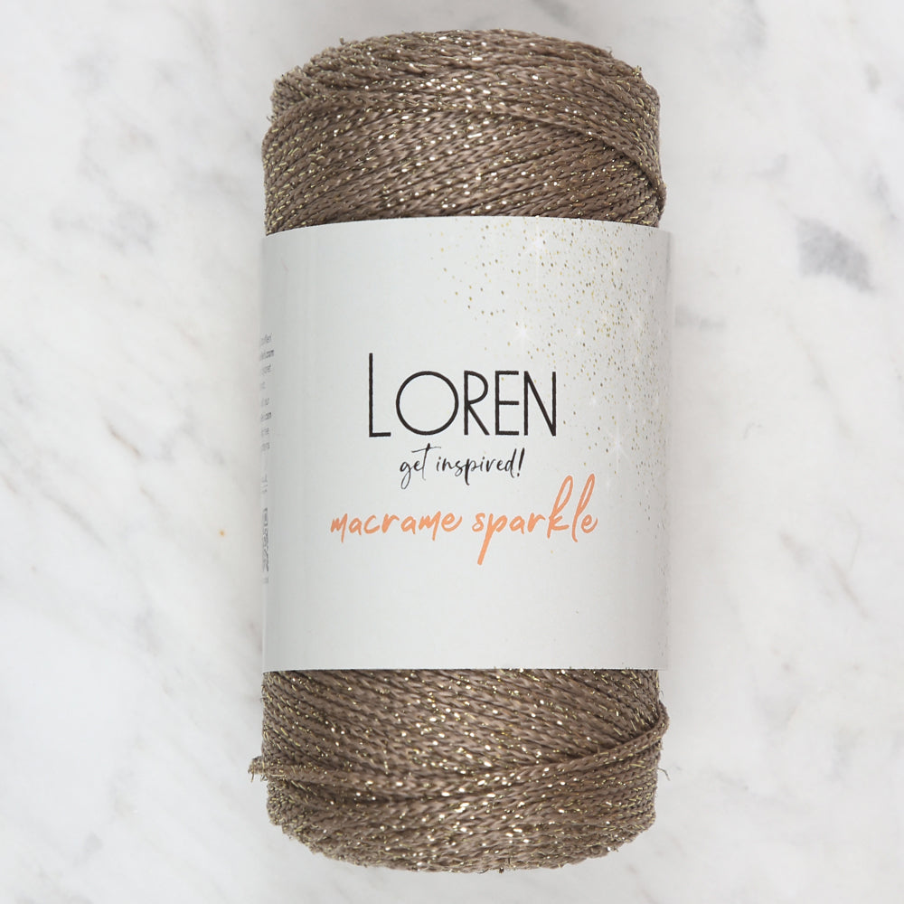 Loren Macrame Sparkle Hand Knitting Yarn, Glitter Beige - RM239