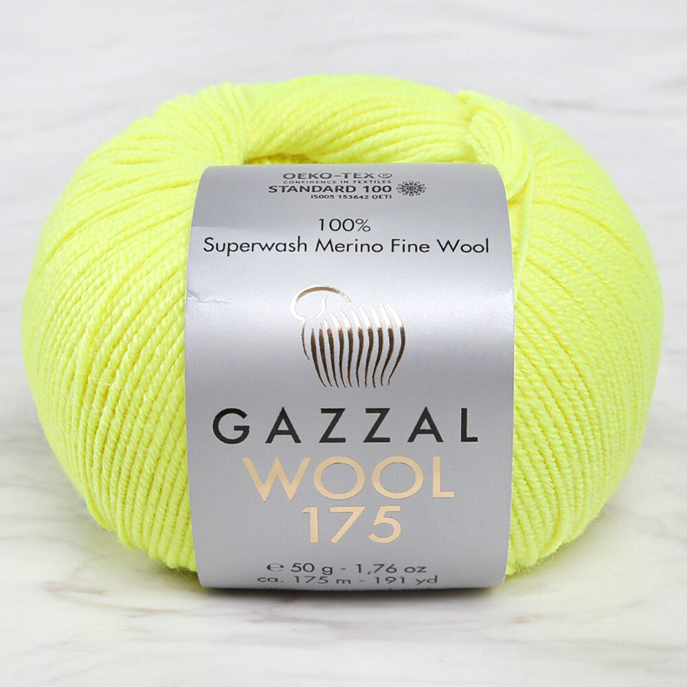 Gazzal Wool 175 50 Gr Yarn, Neon Yellow - 353