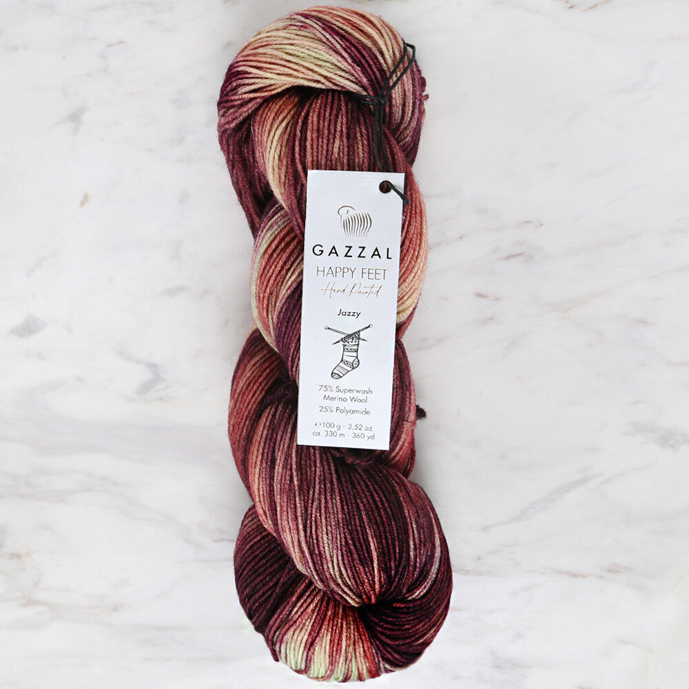 Gazzal Happy Feet Knitting Yarn, Variegated - 3260