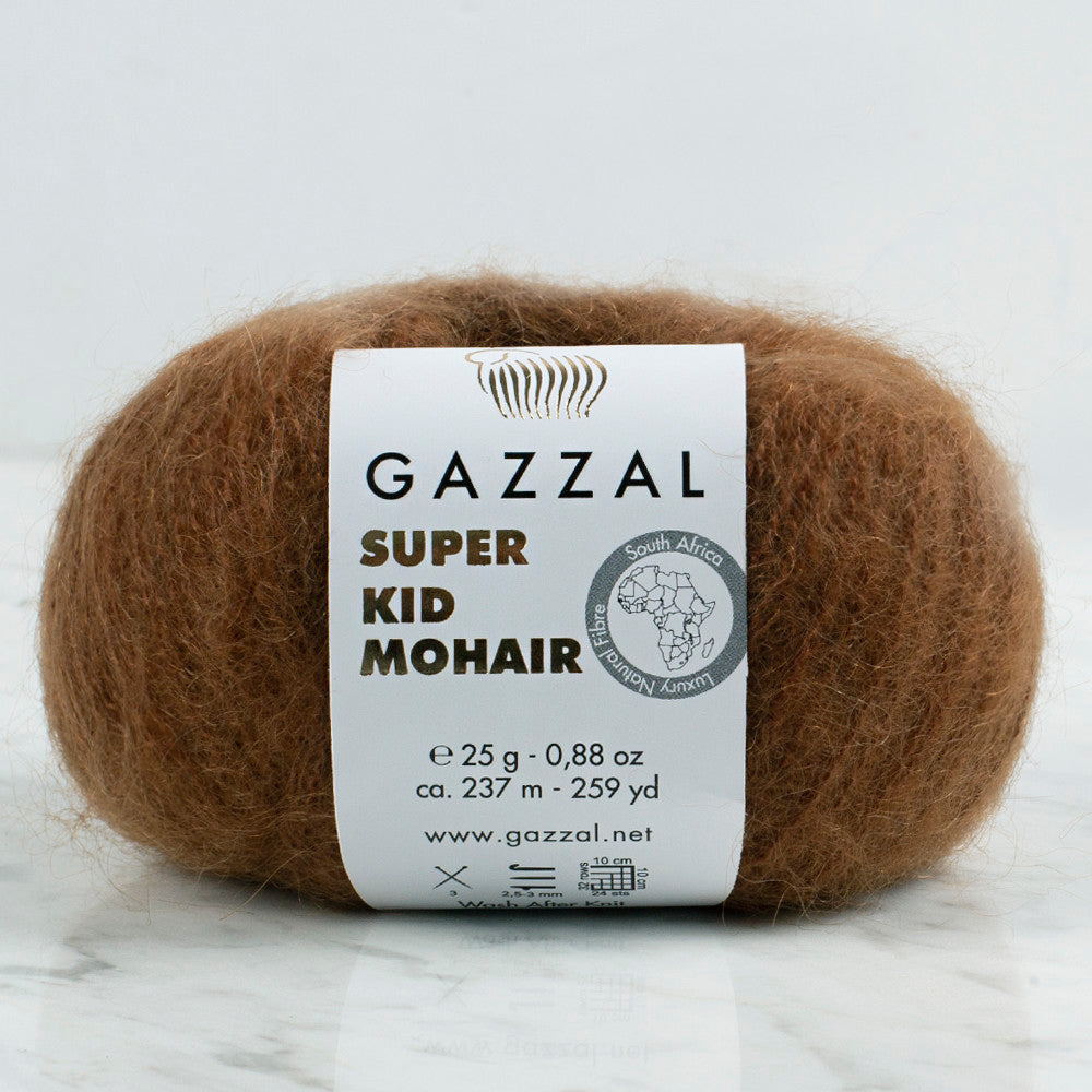 Gazzal Super Kid Mohair  25 Gr Knitting Yarn, Dark Brown - 64401