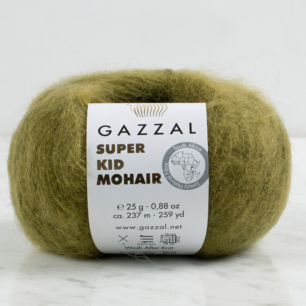 Gazzal Super Kid Mohair 25 Gr Knitting Yarn, Green - 64402