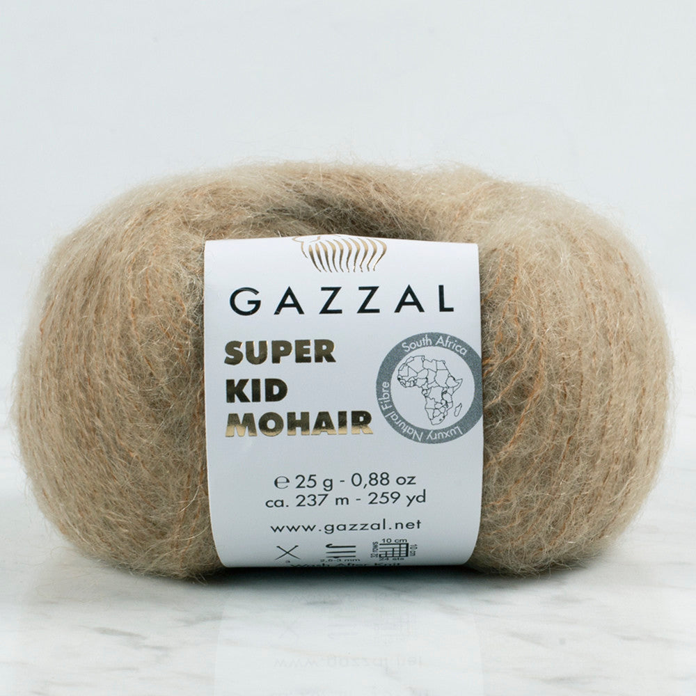 Gazzal Super Kid Mohair 25 Gr Knitting Yarn, Brown - 64406