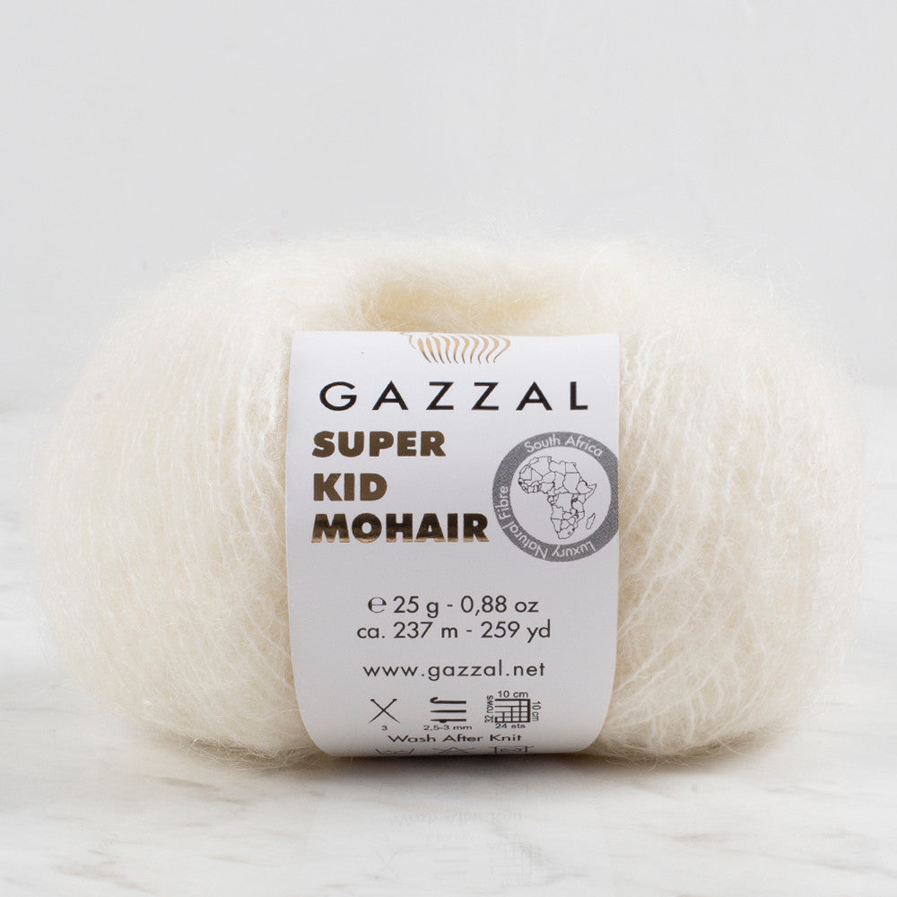 Gazzal Super Kid Mohair  25 Gr Knitting Yarn, Ecru - 64414
