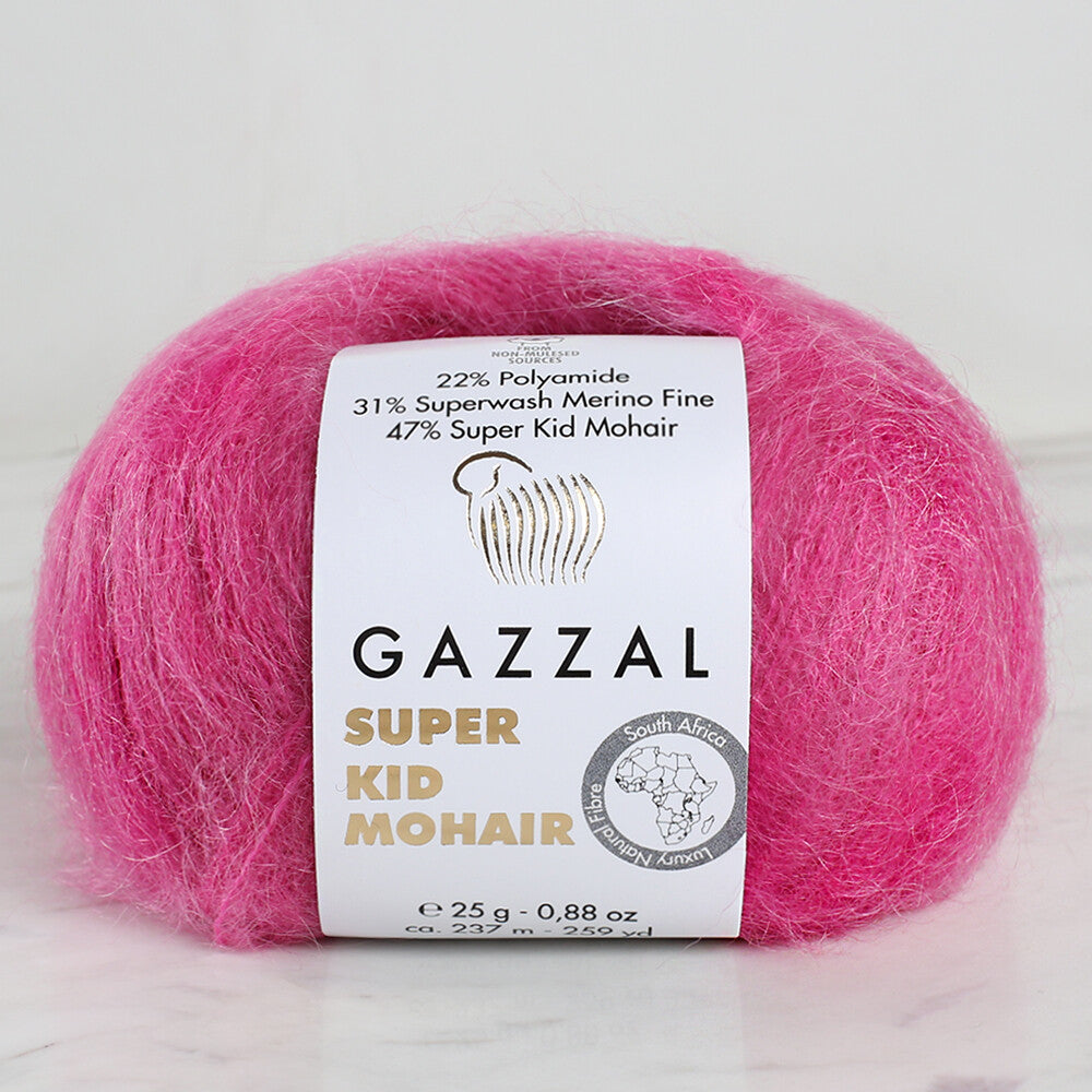 Gazzal Super Kid Mohair 25 Gr Knitting Yarn, Pink - 64421