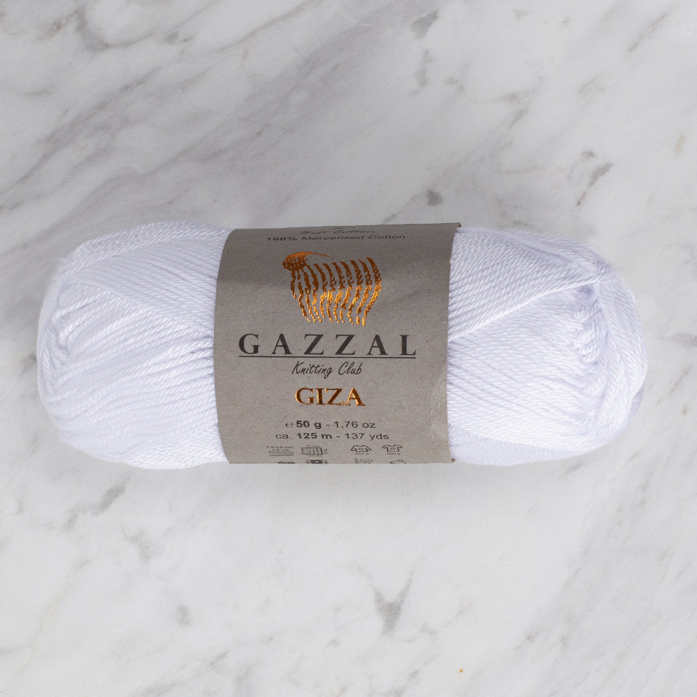 Gazzal Giza Yarn, White - 2450