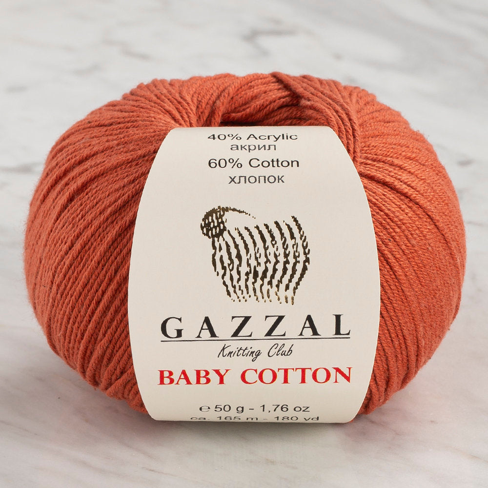 Gazzal Baby Cotton Knitting Yarn, Cinnamon - 3454