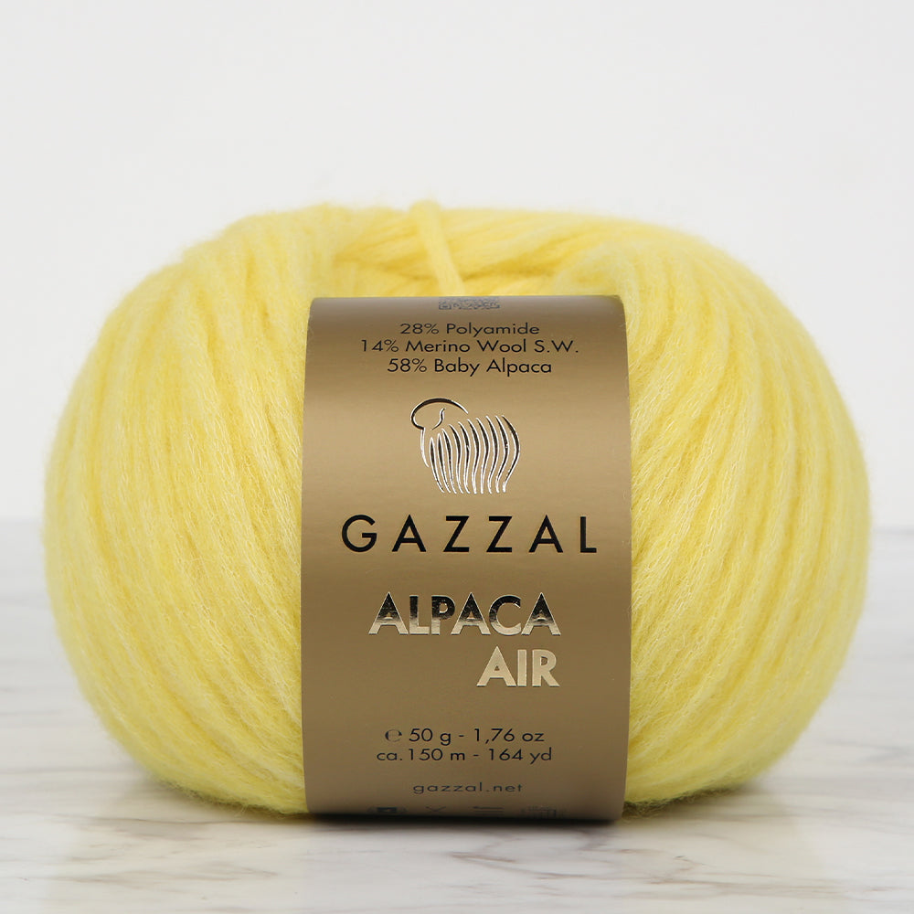 Gazzal Alpaca Air Knitting Yarn, Yellow - C:109