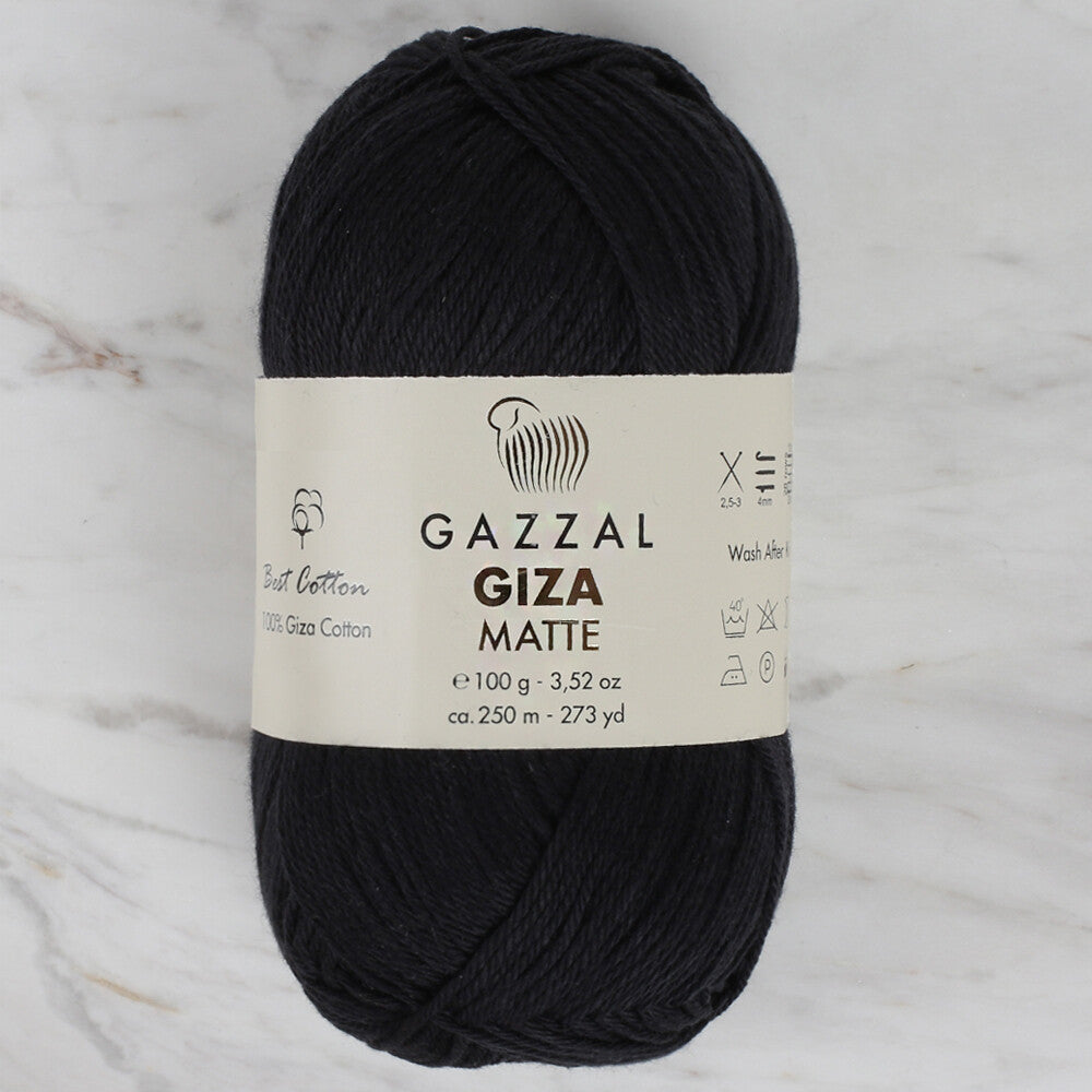 Gazzal Giza Matte Yarn, Black - 5557