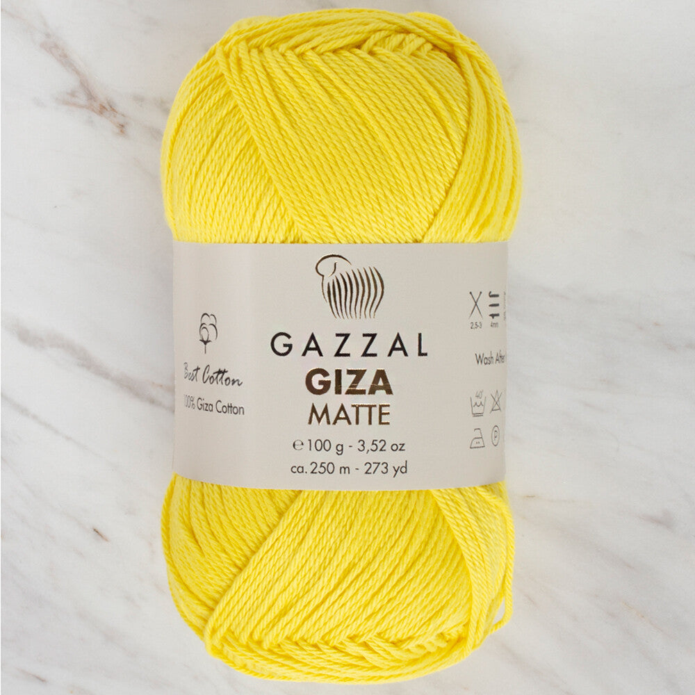 Gazzal Giza Matte Yarn, Yellow - 5583