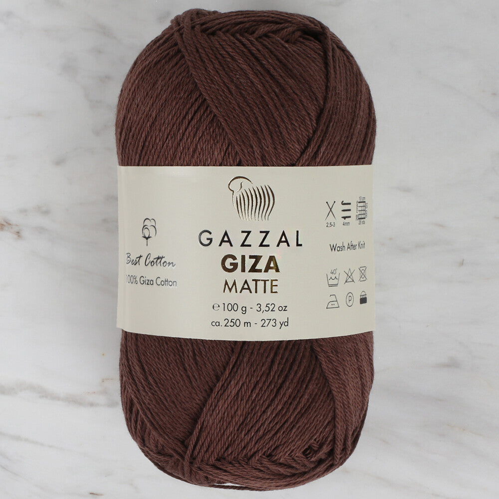 Gazzal Giza Matte Yarn, Dark Brown - 5586