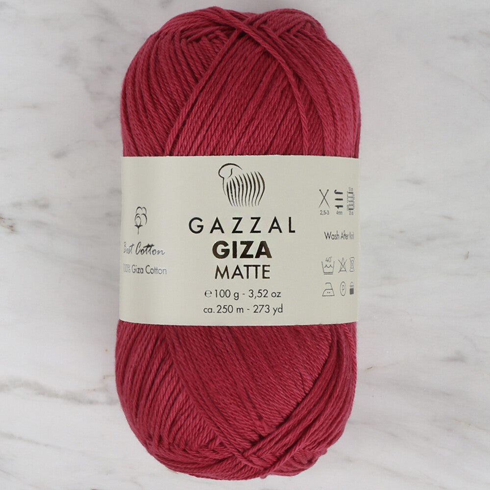 Gazzal Giza Matte Yarn, Red - 5587