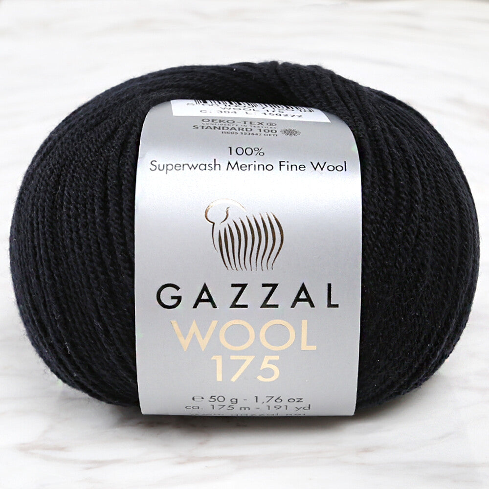 Gazzal Wool 175 50 Gr Yarn, Black - 304