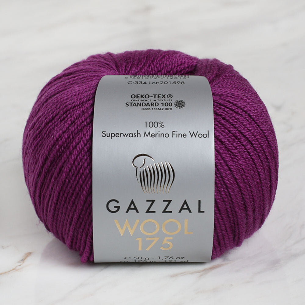 Gazzal Wool 175 50 Gr Yarn, Purple - 334