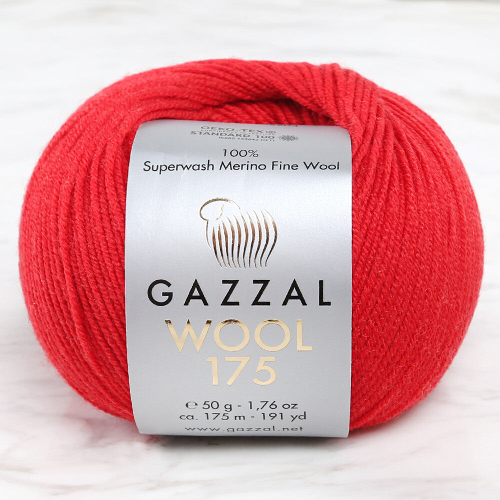 Gazzal Wool 175 50 Gr Yarn, Red - 338