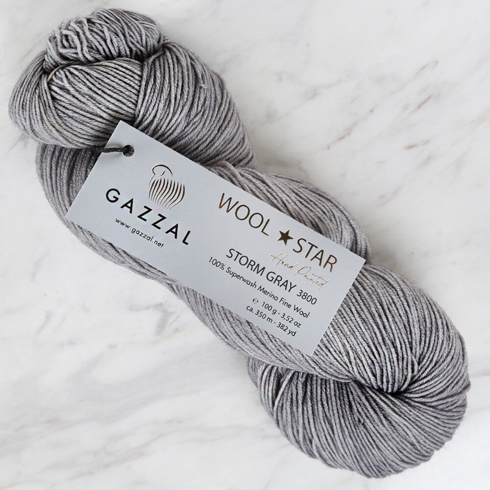 Gazzal Wool Star Yarn, Grey- 3800