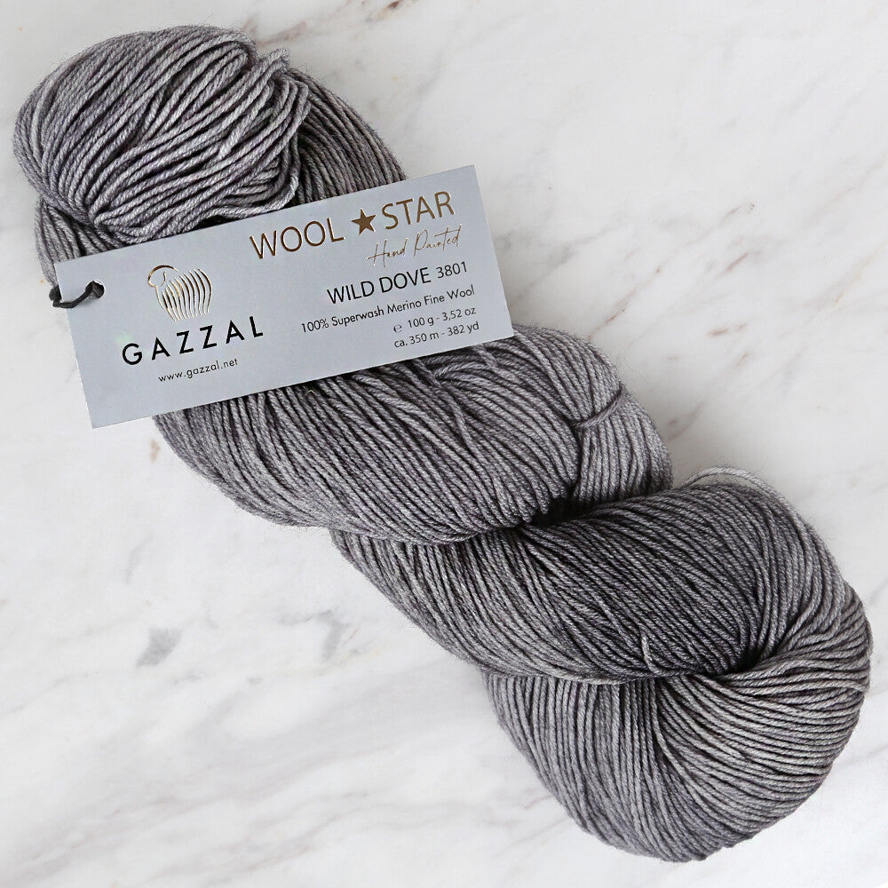 Gazzal Wool Star Yarn, Grey - 3801