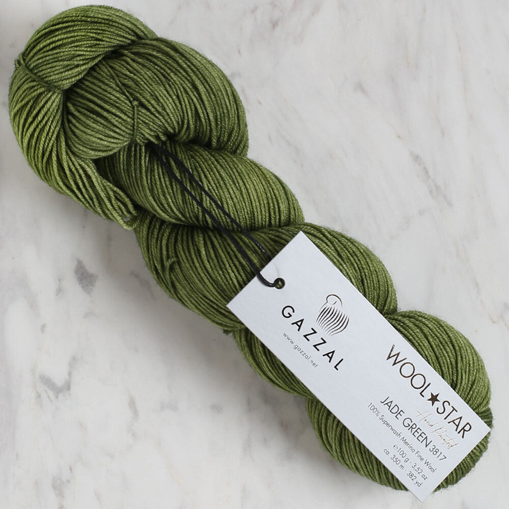 Gazzal Wool Star Yarn, Green - 3817