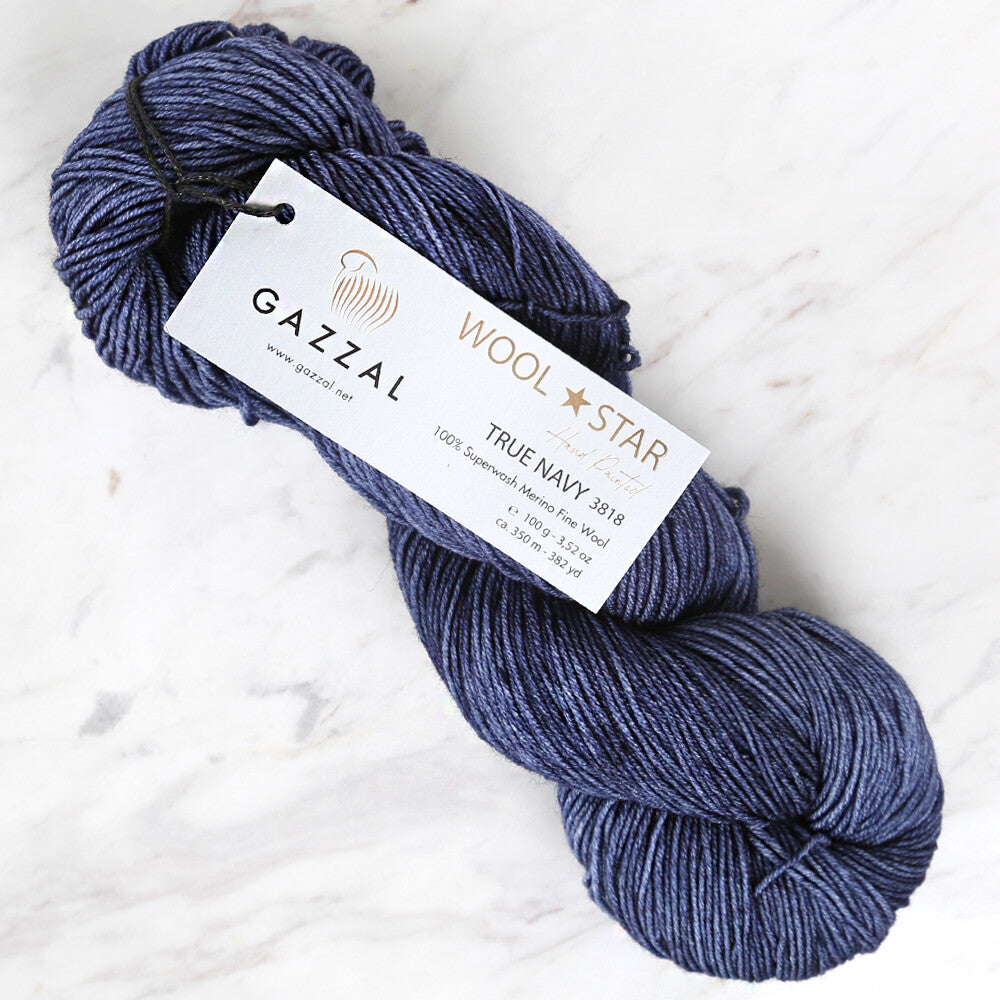 Gazzal Wool Star Yarn, Blue - 3818