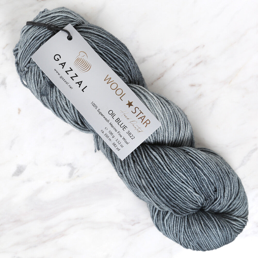 Gazzal Wool Star Yarn, Blue - 3822