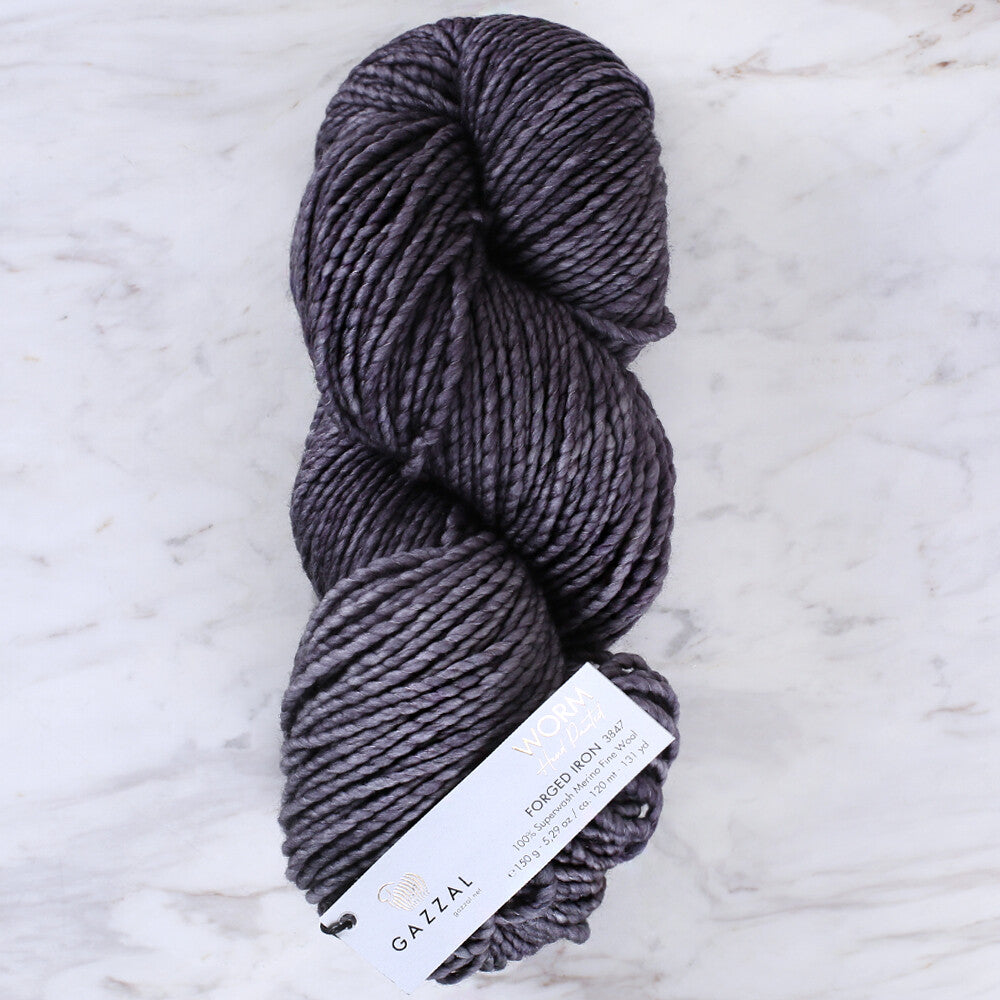 Gazzal Worm Hand Paints Yarn, Dark Grey - 3847