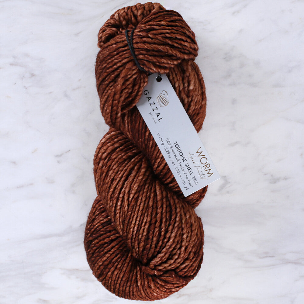 Gazzal Worm Hand Paints Yarn, Copper - 3855