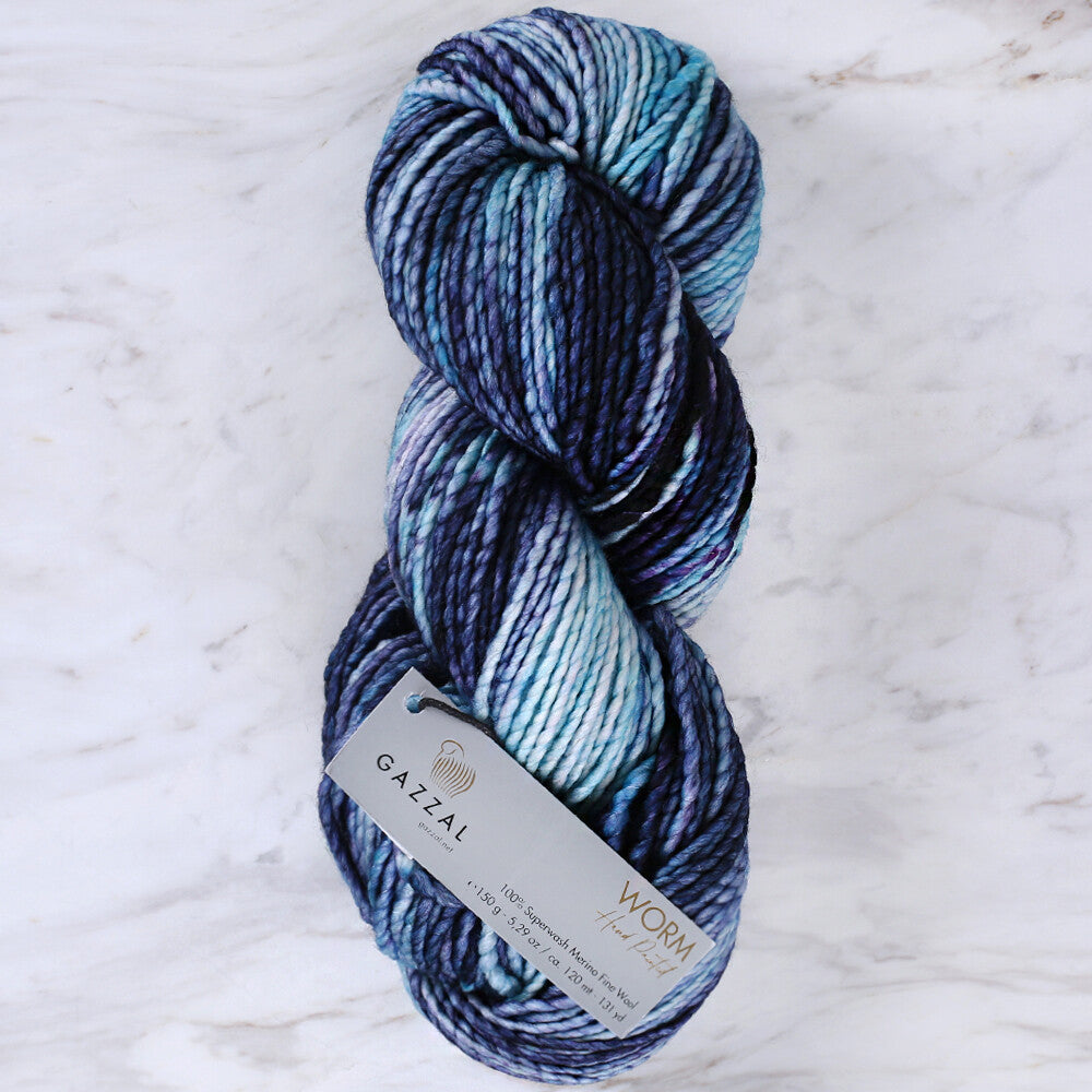 Gazzal Worm Hand Paints Yarn, Variegated - 3878