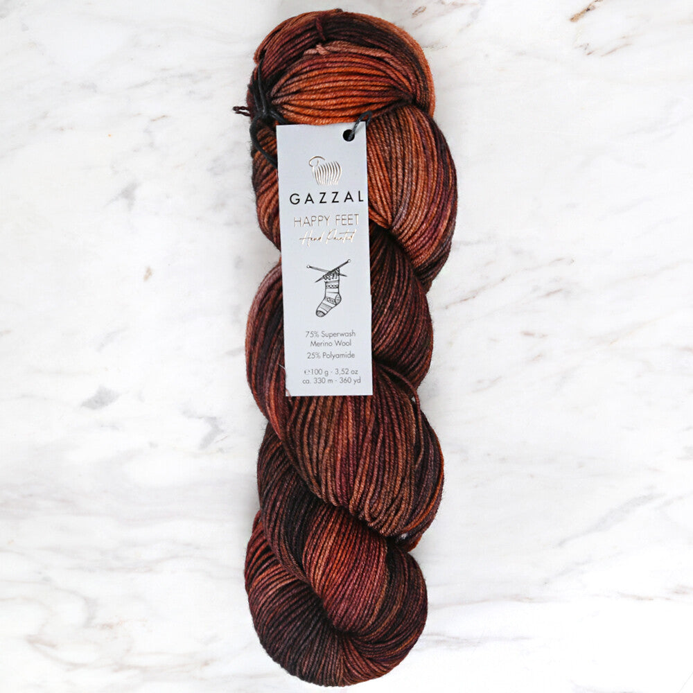 Gazzal Happy Feet Knitting Yarn, Variegated - 3270