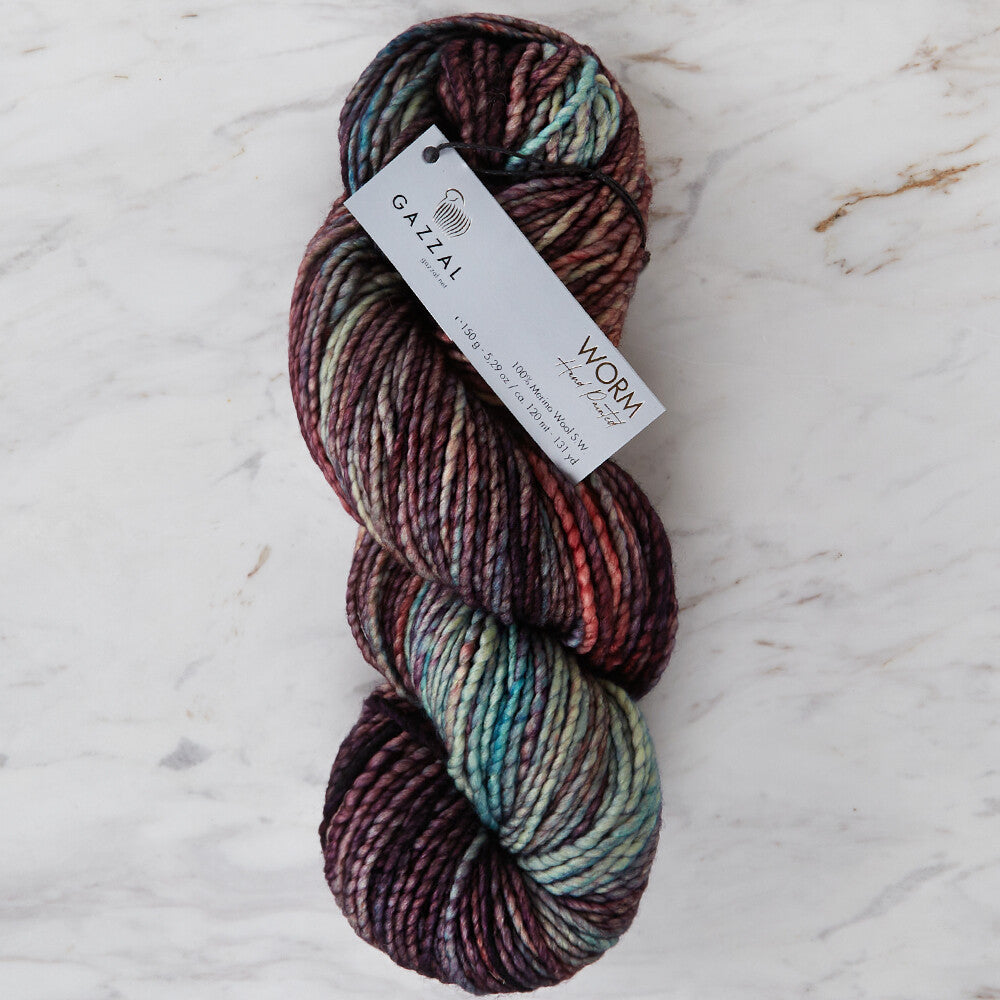 Gazzal Worm Hand Paints Yarn, Variegated - 3883