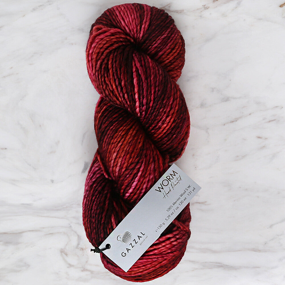 Gazzal Worm Hand Paints Yarn, Variegated- 3885