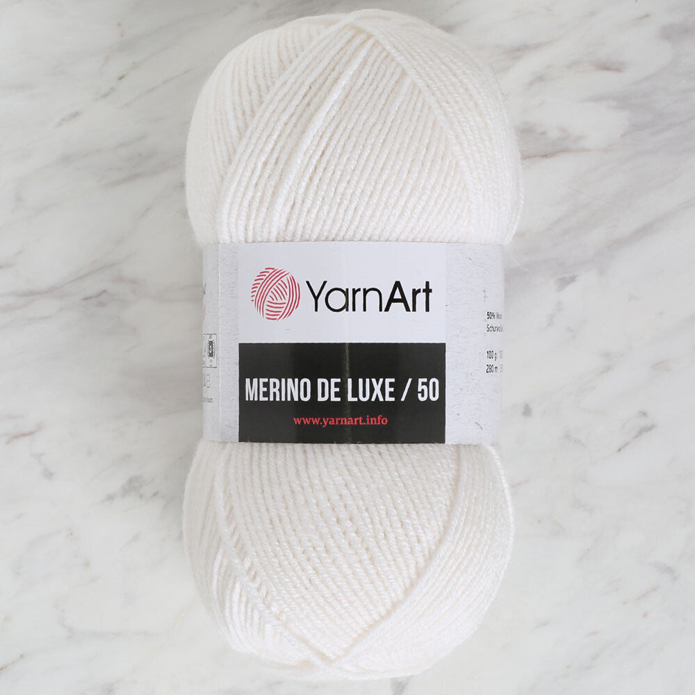 Yarnart Merino de Luxe / 50 Yarn, White - 501