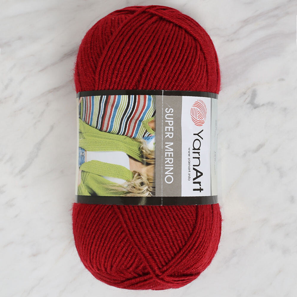 Yarnart Super Merino Yarn, Dark Red - 1175