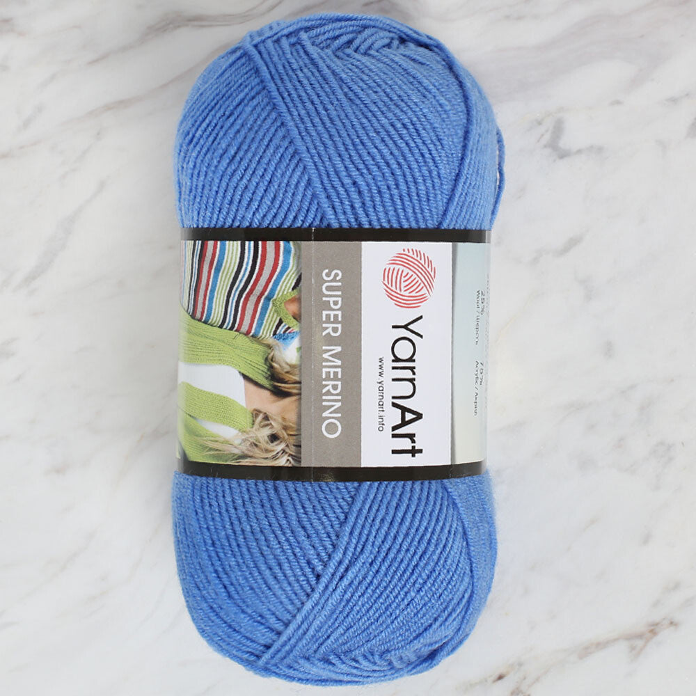 Yarnart Super Merino Yarn, Blue - 1256