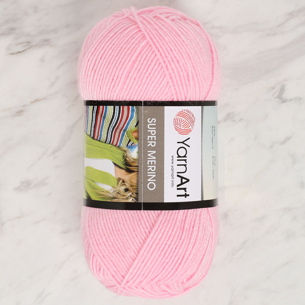 Yarnart Super Merino Yarn, Baby Pink - 6509