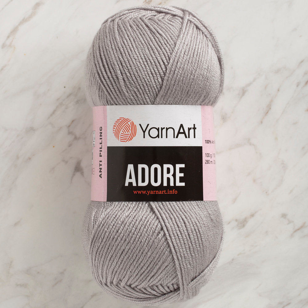 YarnArt Adore Anti-Pilling Yarn, Light Grey - 346