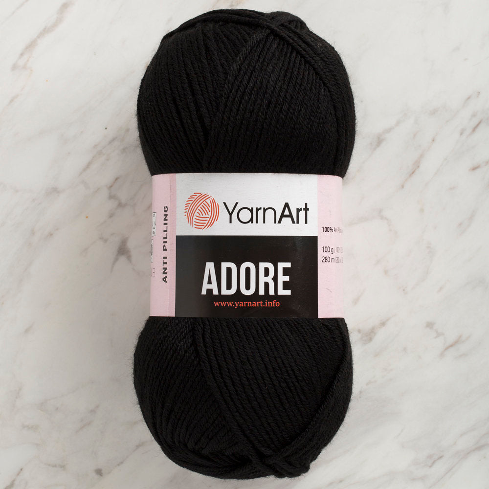 YarnArt Adore Anti-Pilling Yarn, Black - 354