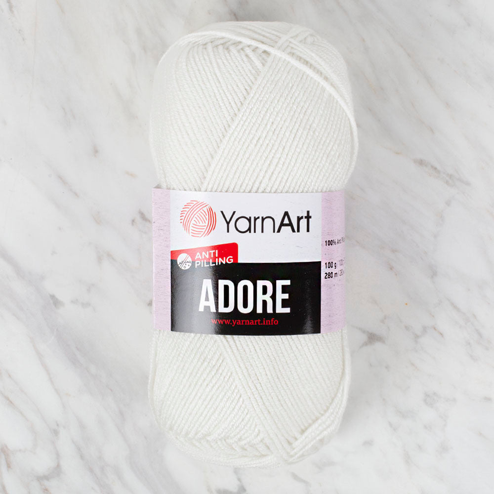 YarnArt Adore Anti-Pilling Yarn, White - 357