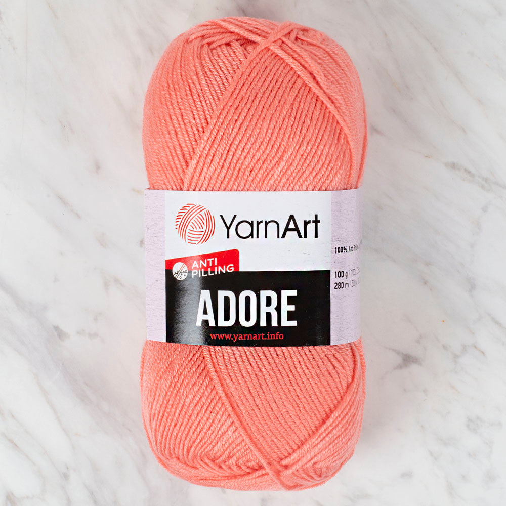 YarnArt Adore Anti-Pilling Yarn, Pinkish Orange - 366