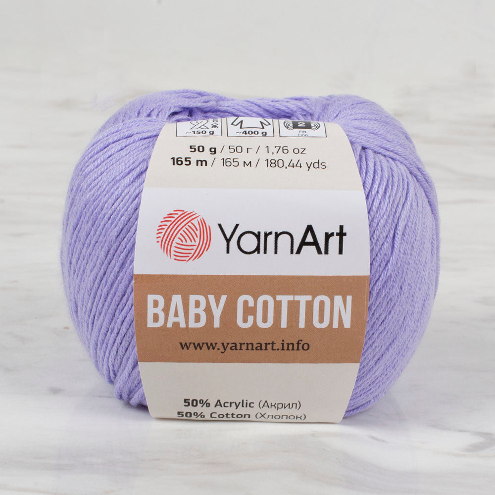 YarnArt Baby Cotton Knitting Yarn, Lilac - 417