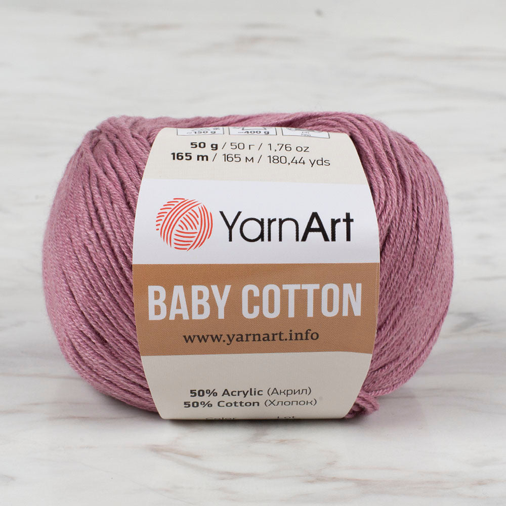 YarnArt Baby Cotton Knitting Yarn, Dusty Rose - 419