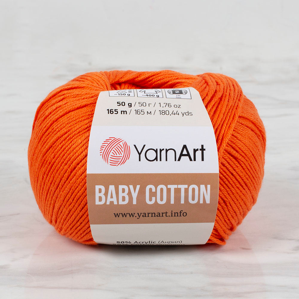 YarnArt Baby Cotton Knitting Yarn, Orange - 421