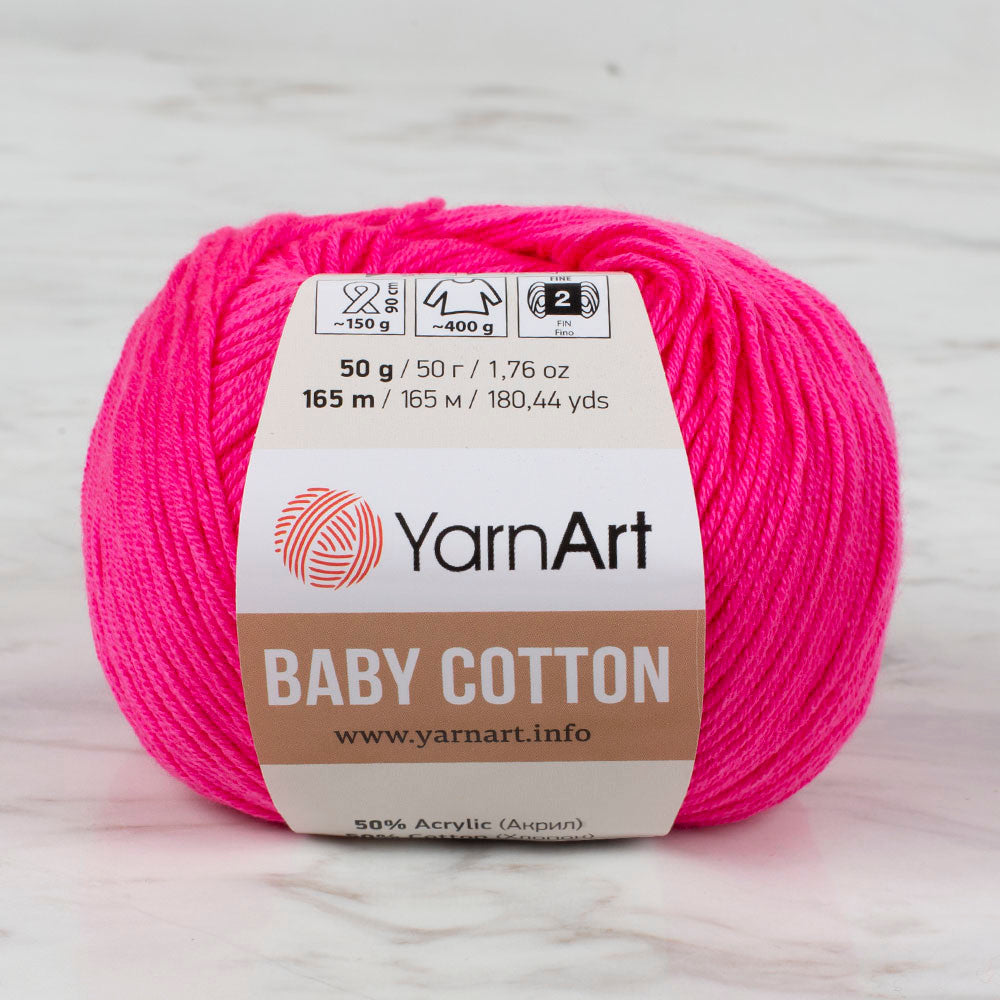 YarnArt Baby Cotton Knitting Yarn, Fuchsia - 422