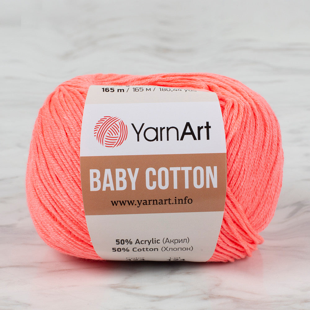 YarnArt Baby Cotton Knitting Yarn, Neon Pink - 424