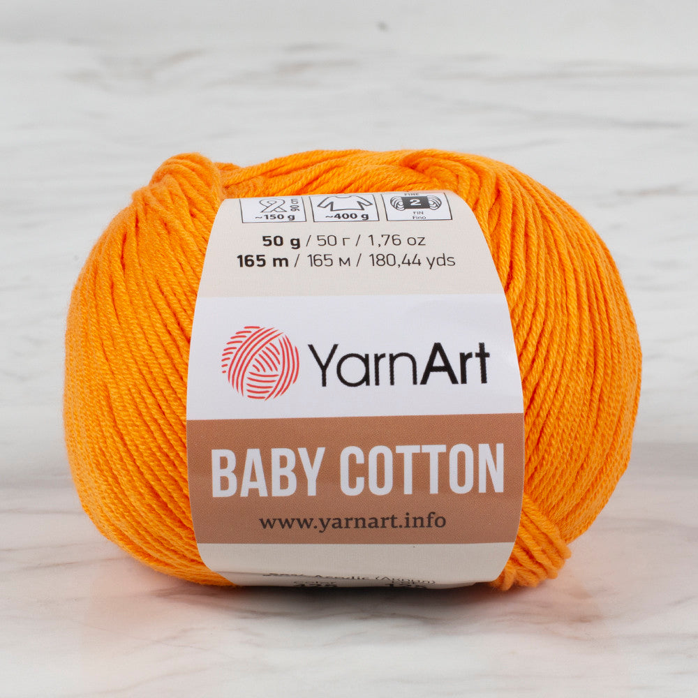 YarnArt Baby Cotton Knitting Yarn, Orange - 425