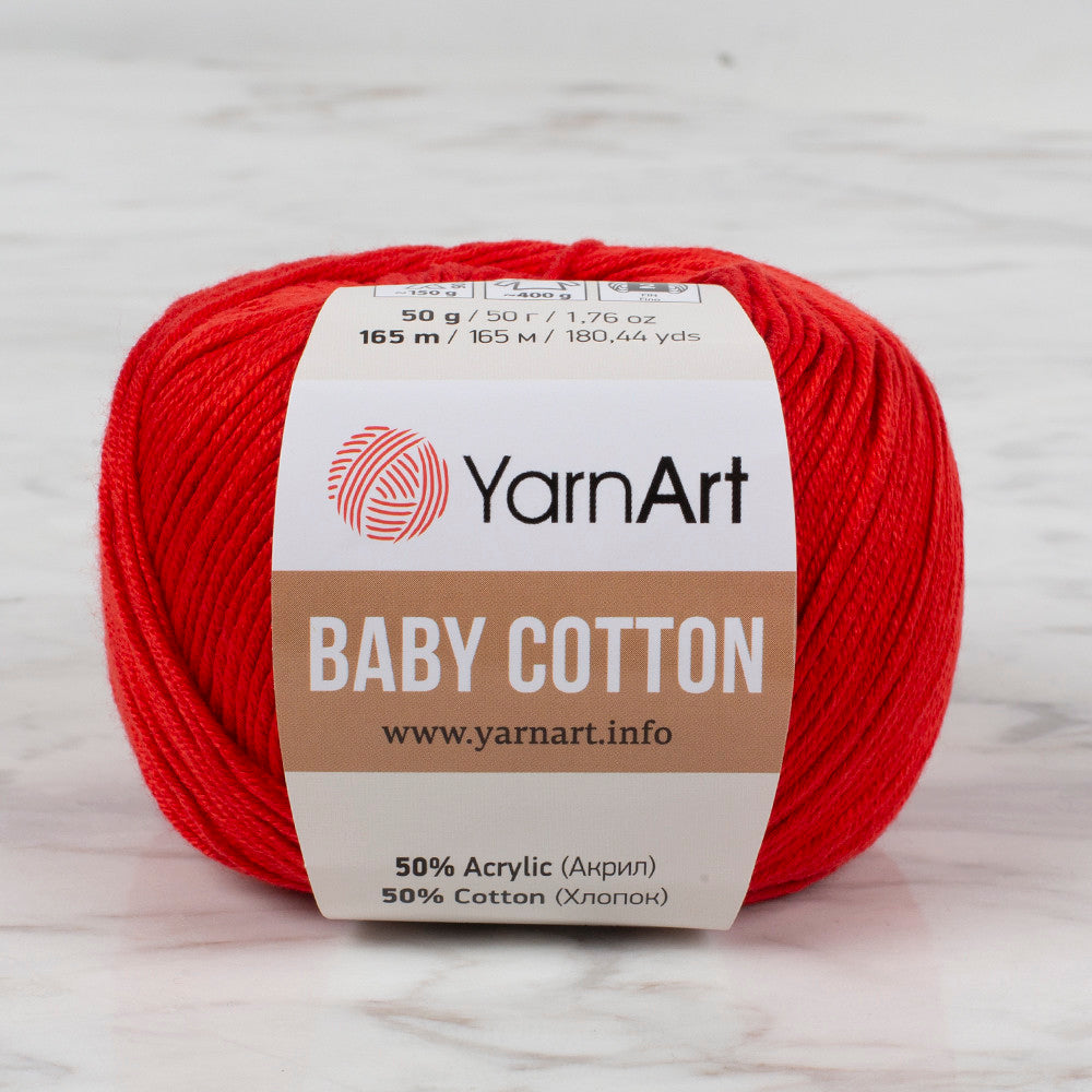 YarnArt Baby Cotton Knitting Yarn, Red - 426