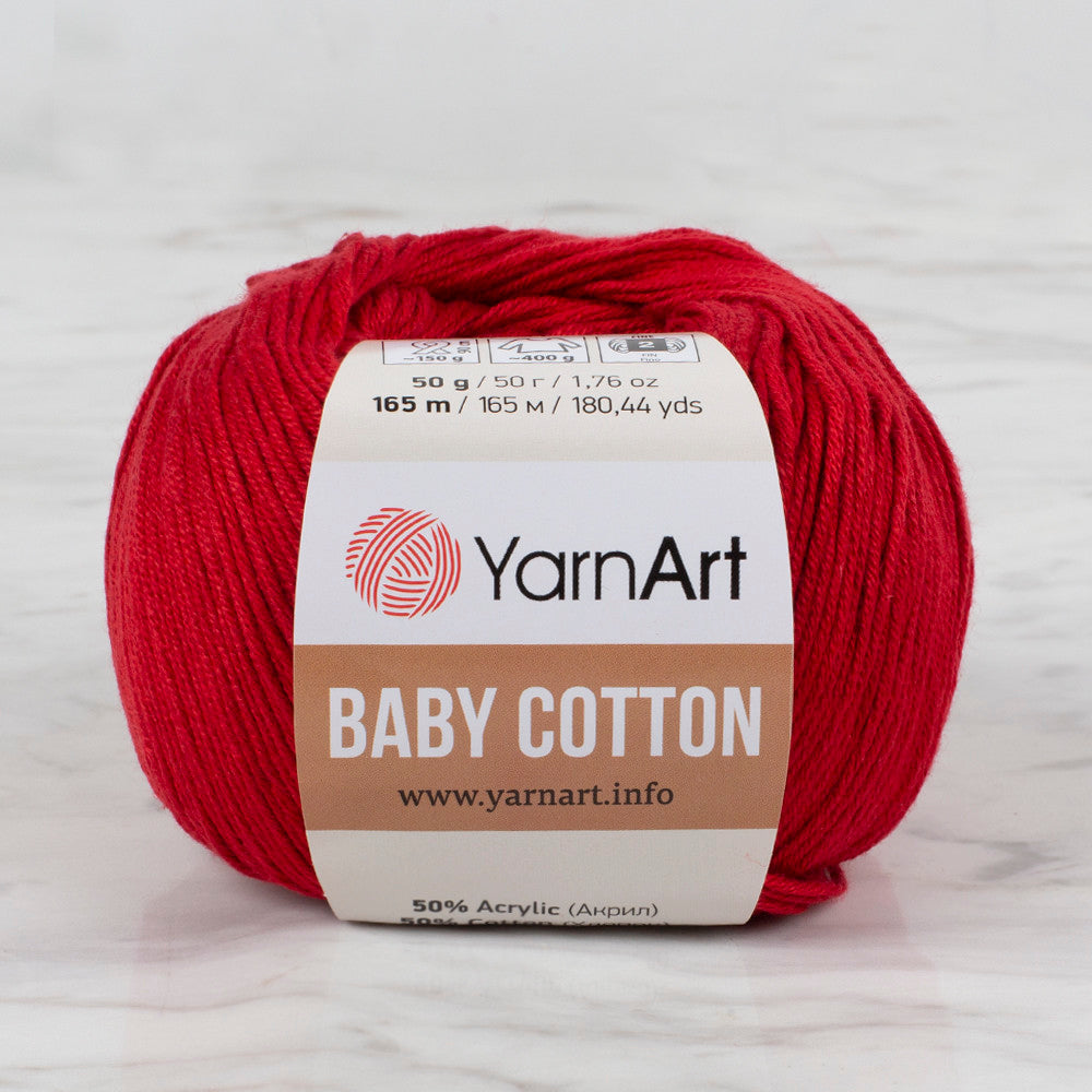 YarnArt Baby Cotton Knitting Yarn, Red- 427