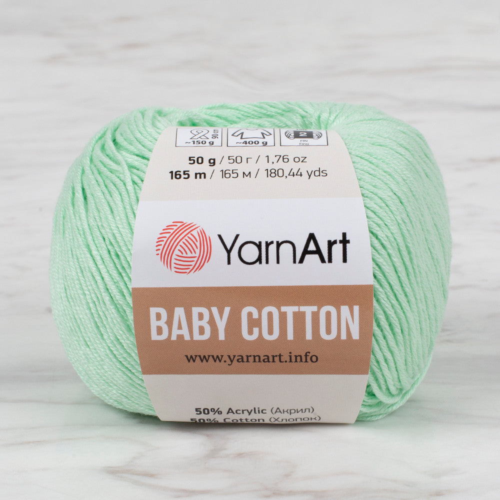 YarnArt Baby Cotton Knitting Yarn, Light Green - 435