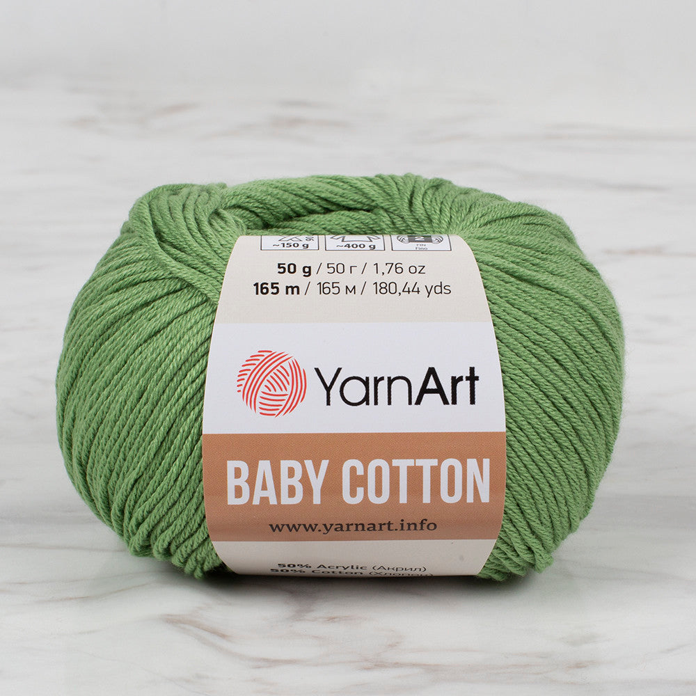 YarnArt Baby Cotton Knitting Yarn, Green  - 440