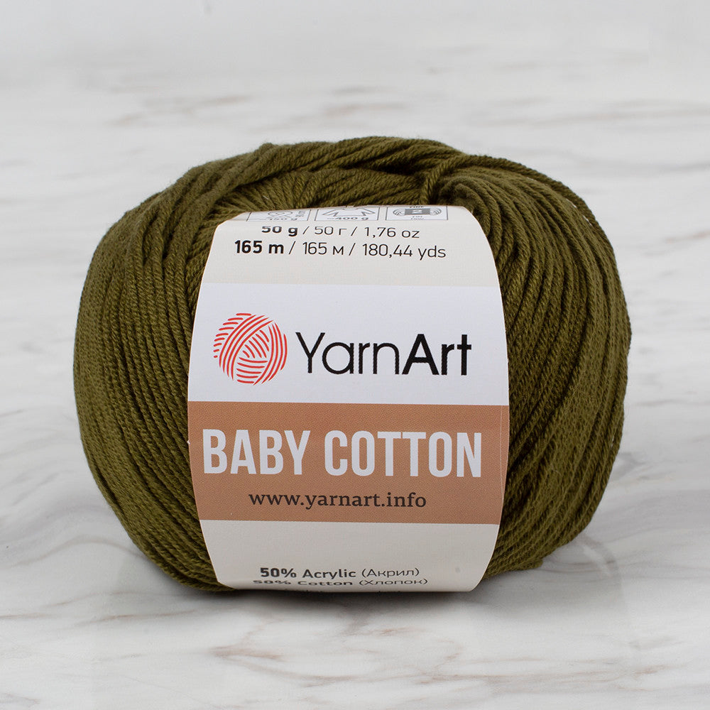 YarnArt Baby Cotton Knitting Yarn, Navy Green - 443