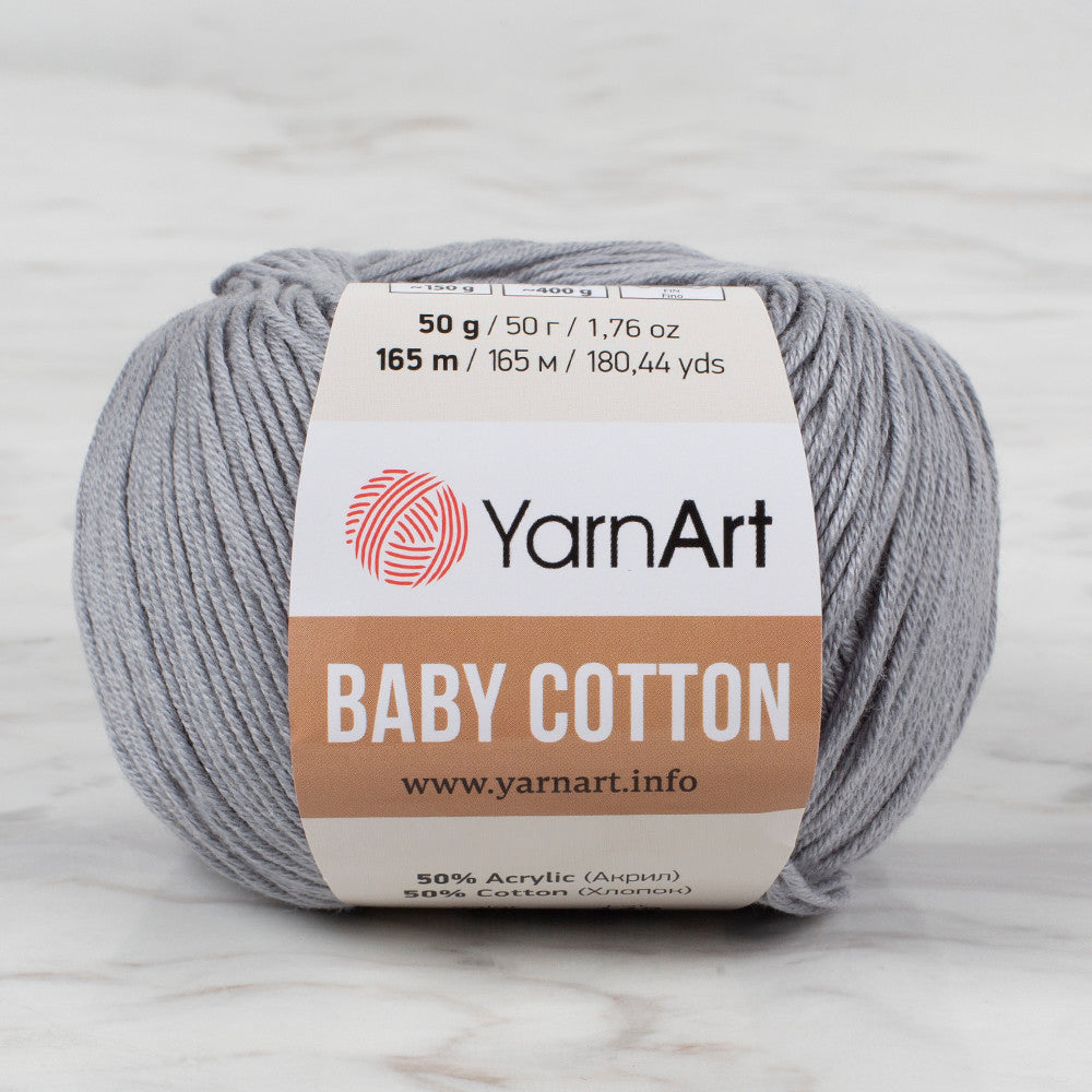 YarnArt Baby Cotton Knitting Yarn, Grey - 452