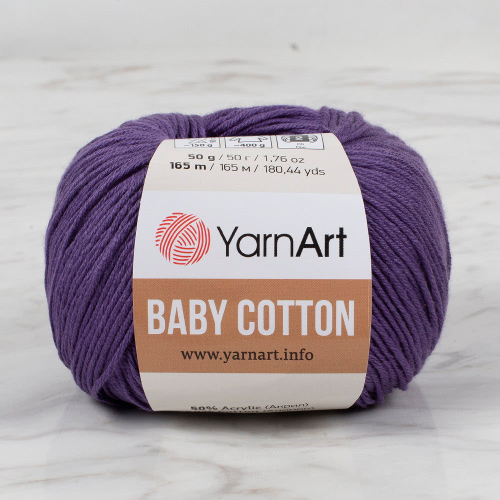 YarnArt Baby Cotton Knitting Yarn, Purple - 455